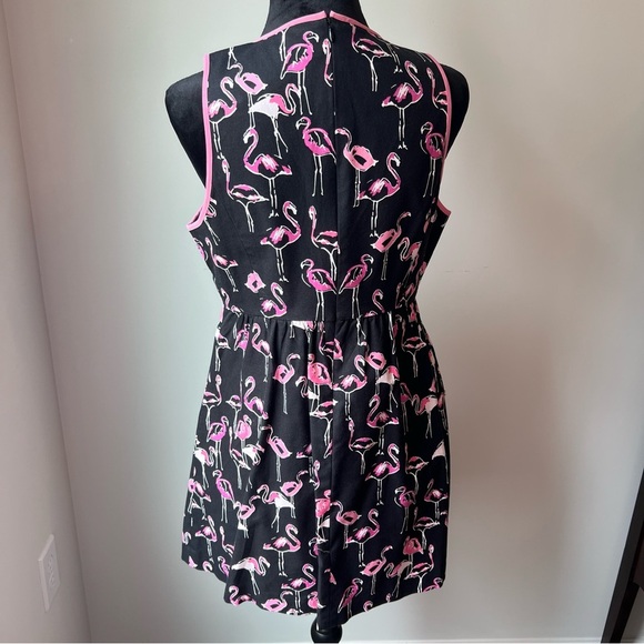 Crown & Ivy Black Black & Pink Flamingo Dress -Size 12P - Picture 5 of 13